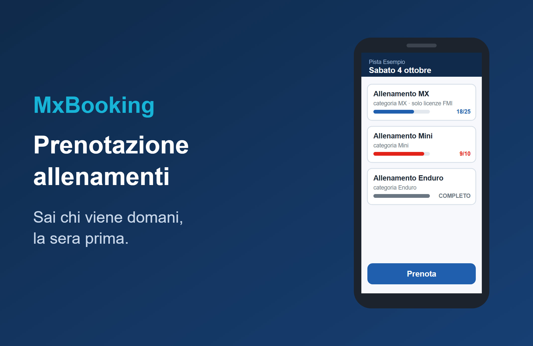 Prenotazione allenamenti in pista